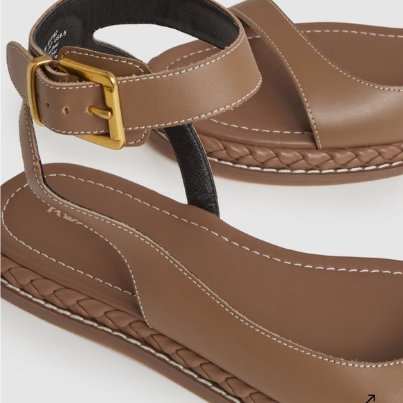 REISS Tan Leather Slingback Sandals Size 7.5 - Picture 4 of 12